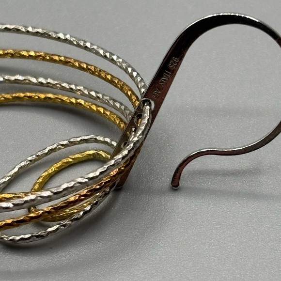 Made in Italy .925 (Sterling) Gold and Silver Hoop Earrings JP168 - Picture 9 of 9